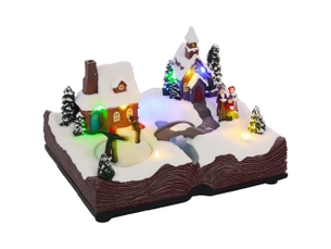 Village de noël illuminé et musical, patineurs tournants, décoration de noël, 23 x 18 x 15 cm, multicolore
