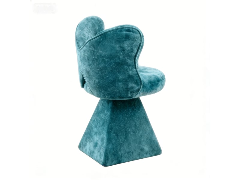  Fauteuil pivotant bleu, dossier papillon, chaise coiffeuse et accent pour chambre salon  - Conforama E