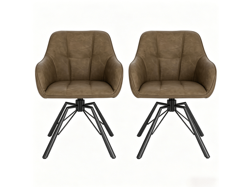  Chaise de salle à manger moderne en bois avec mécanisme de rotation 360°, largeur et dossier doux (marron, 2 pièces)  - Conforama A