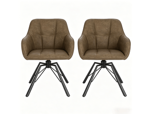 Chaise de salle à manger moderne en bois avec mécanisme de rotation 360°, largeur et dossier doux (marron, 2 pièces)
