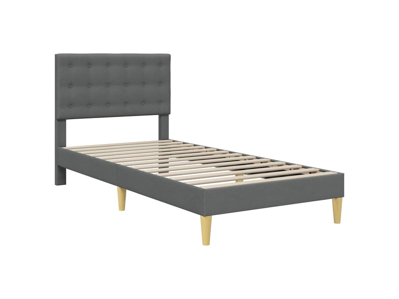  Lit simple- lit adulte -  cadre de lit avec tête de lit gris foncé 90 x 190 cm tissu  - Conforama B