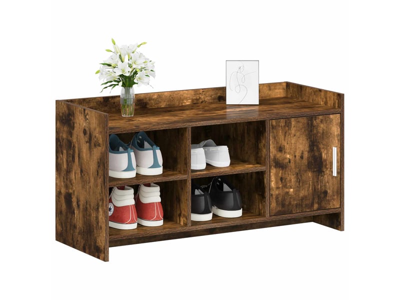  Meuble à chaussure, cabinet à chaussures avec porte chêne fumé 100x39,5x51 cm  - Conforama C