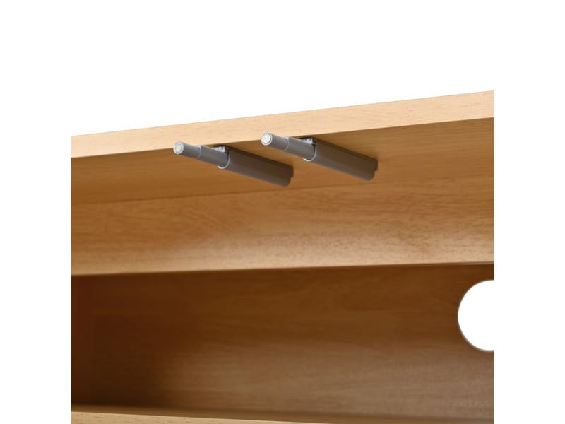  Meuble tv, 180 x 40 x 50 cm, portes à motif en relief arqué tridimensionnel, quatre portes de rangement, couleur naturel  - Conforama E