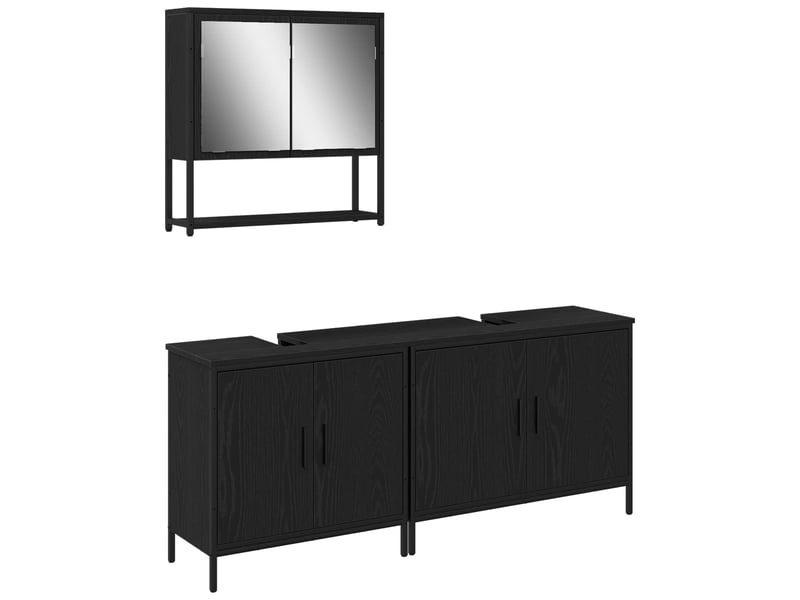Ensemble de mobilier de salle de bain 3 pc noir 80 x 30 x 60 cm cf64420 - Conforama A