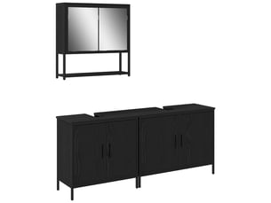 Ensemble de mobilier de salle de bain 3 pc noir 80 x 30 x 60 cm cf64420