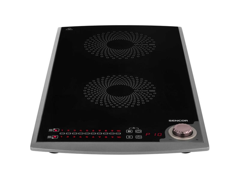  Table induction 2 zones compact 3100 w noire 10 niveaux minuterie programmable 41023293 - Conforama C