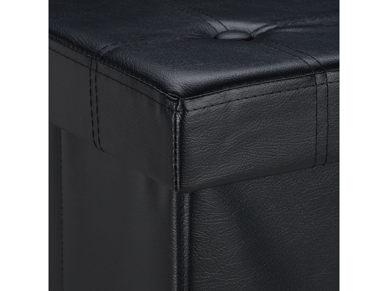  Pouf de rangement pliable pratique salon 38 x 37 x 37 cm assise confortable en similicuir noir 13_0010124  - Conforama D