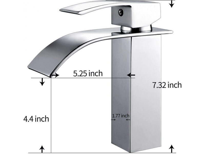  Robinet de lavabo cascade noir, montage sur pont, mélangeur eau chaude et froide, poignée unique, trou unique, noyau en aluminium  - Conforama E