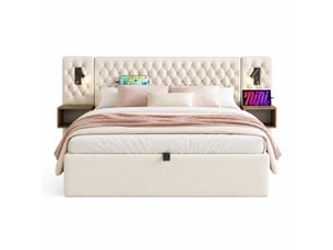 Lit coffre 180x200 cm    coloris beige