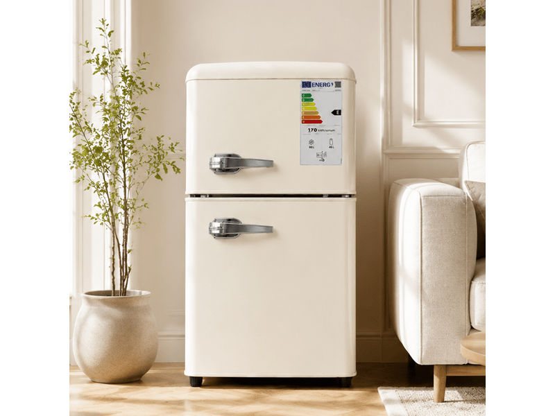  Réfrigérateur 2 portes 60 l crème, réglage 7 niveaux, éclairage led, classe e  - Conforama B