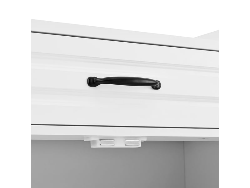 Meuble à chaussures contemporain blanc, 2 portes avec tiroir et étagères modulables, design moderne avec poignées noires - 75x36x95,5 cm  - Conforama E