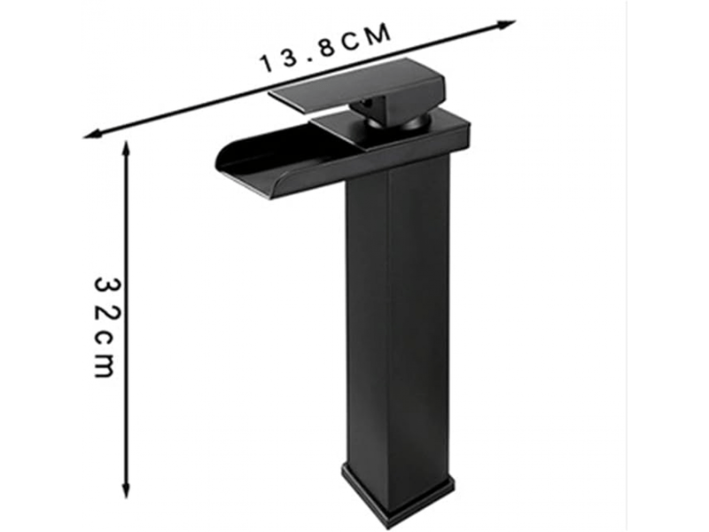  Robinet mitigeur de lavabo haut, noir, à large ouverture, cascade, robinets de lavabo g12, robinets de lavabo hauts, noir  - Conforama E