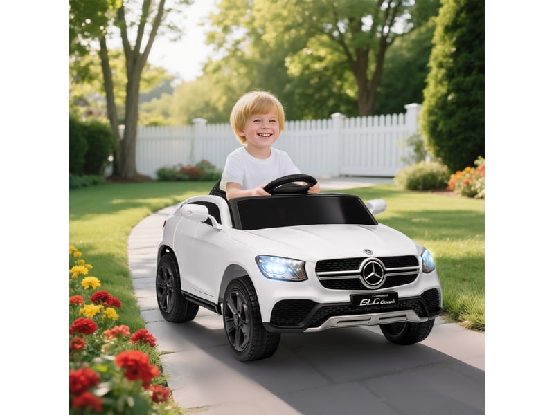  Voiture électrique pour enfants, 12 v, avec télécommande, lumières led, musique, 3 vitesses, 3-6 ans, blanche  - Conforama C