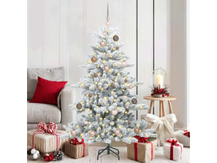 Sapin de noël, arbre de noël artificiel à branches articulées blanc 150 cm shl4993