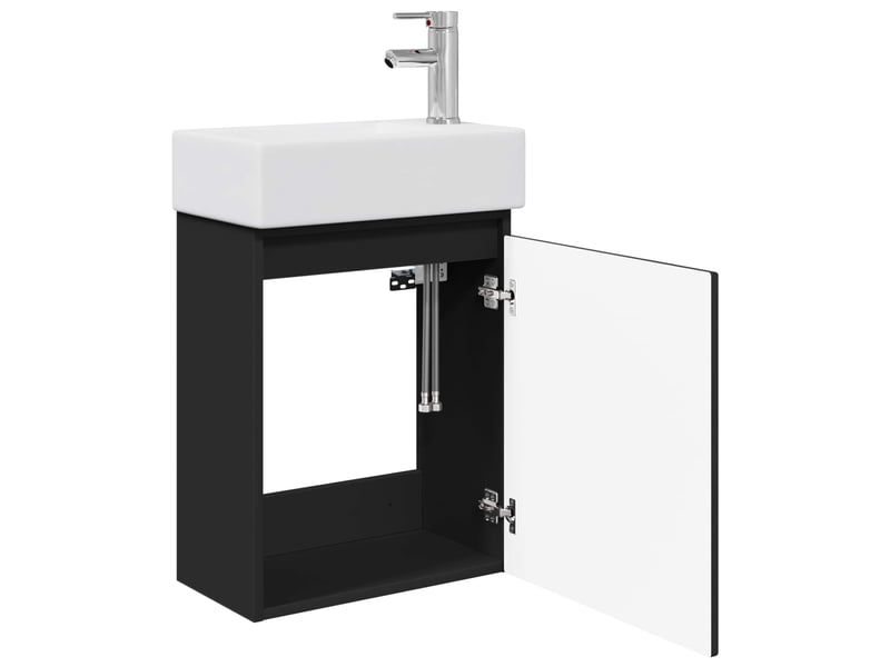  Meuble de rangement salle de bain avec robinet noir 45.5x25.5x84 cm shl9652  - Conforama D