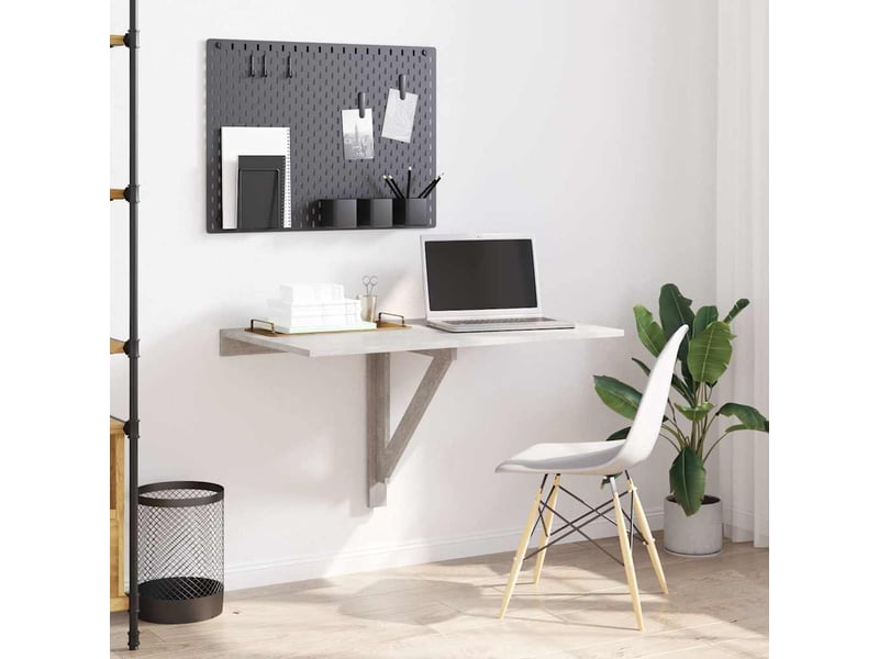  Table murale pliable gris béton 100x60x56 cm bois d'ingénierie  - Conforama C