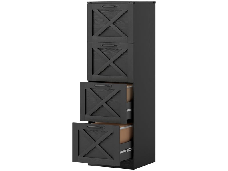  Caisson de bureau 4 tiroirs pour dossiers suspendus noir 40 x 40 x 131 cm  - Conforama B
