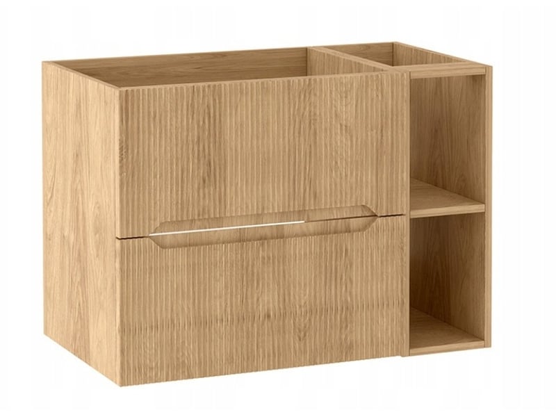 Meuble sous vasque suspendu avec étagère 2t novo l.80 cm effet chêne hikora - Conforama A