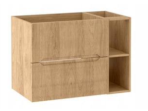 Meuble sous vasque suspendu avec étagère 2t novo l.80 cm effet chêne hikora