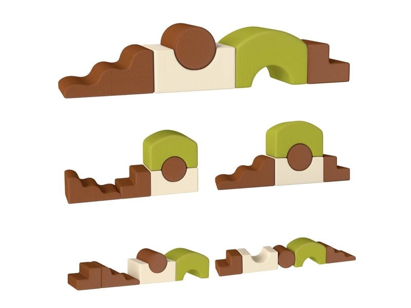  Jeu en mousse 5 pièces 177x35x36 cm multicolore en tissu, modules d'escalade et construction pour enfant  - Conforama A