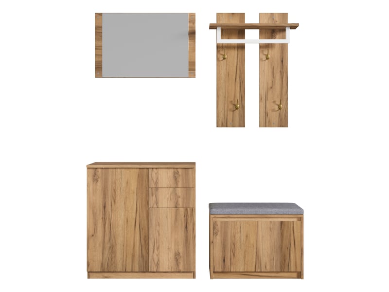  Portemanteau avec banc et rangement 130 cm en panneau de particules  - Conforama A