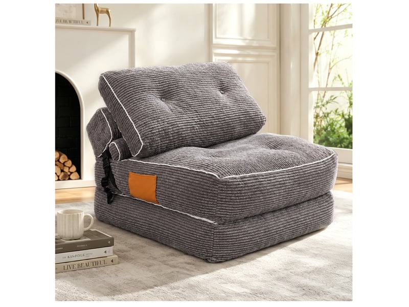  Fauteuil-lit convertible pliant 95x90x65 cm gris sans matelas  - Conforama B