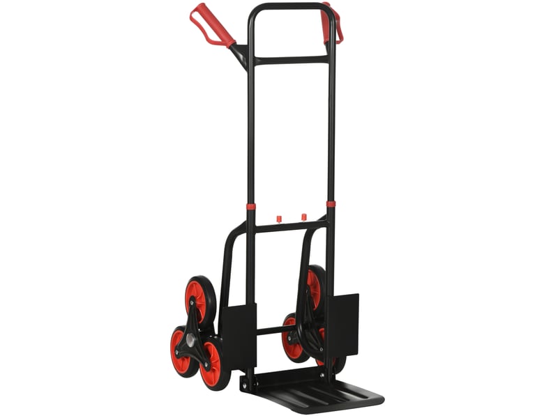  Chariot monte-escalier 60 x 45 x 109 cm noir en acier, pliable avec poignée réglable, charge 120 kg  - Conforama A