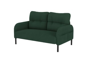 Canapé droit fixe 2 places en velours côtelé vert émeraude 120 × 75 × 79 cm, avec poche latérale pratique