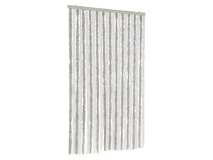 Rideau anti-mouches, moustiquaire gris clair et blanc 100x220 cm chenille cf43531