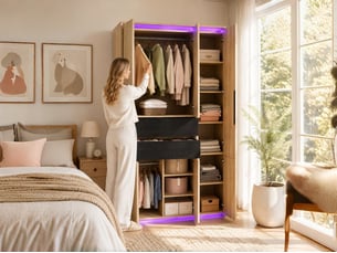 Armoire 5 porte(s) battante 2 tiroir(s) <strong>LEYTN</strong> <strong></strong> coloris naturel largeur 110 cm