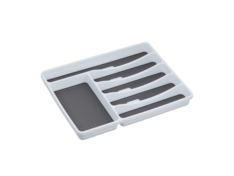  Boîte de rangement à couverts pour tiroir 4,5 x 33 x 40 cm 6 compartiments antidérapants finition épurée en plastique blanc 13_0010219  - Conforama A