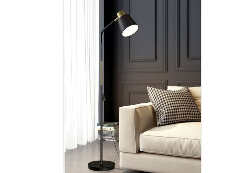  Lampadaire industriel rétro lampe salon e27 lampe sur pied en métal h146cm  - Conforama D