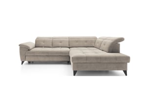 Canapé d'angle beige 5 places angle droit lit d'appoint inferno