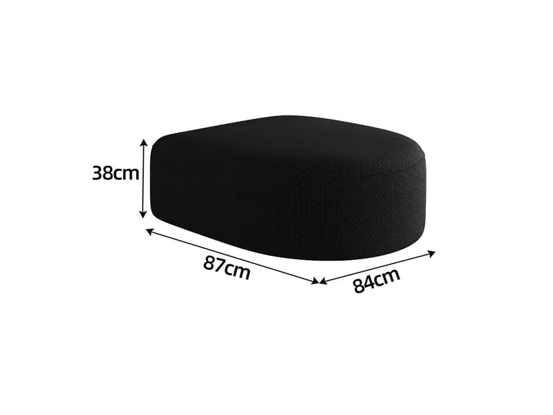  Ottoman noir en tissu chenille, rembourrage en mousse, 87 x 84 x 38 cm  - Conforama C