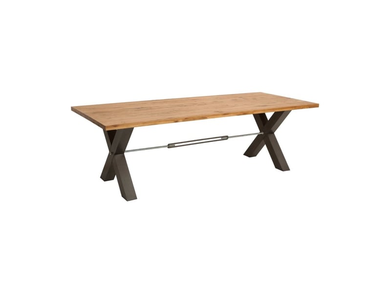  Table de salle à manger cavara – chêne sauvage et métal noir – 200 cm – style industriel  - Conforama A