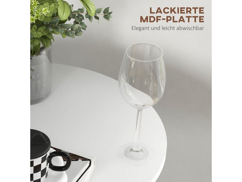 Table de bar ronde 2 personnes mdf et acier blanc ø60 x 102 cm  - Conforama E