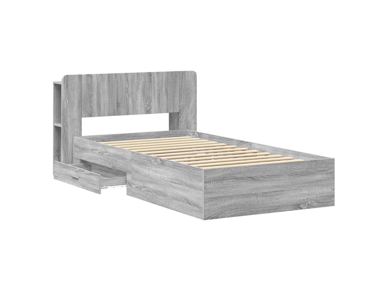  Lit simple- lit adulte -  cadre de lit avec rangement sonoma gris 80 x 200 cm  - Conforama C