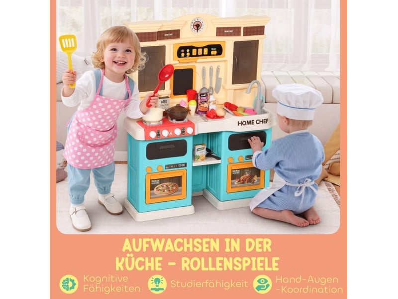  Cuisine jouet enfant 66 x 24 x 83 cm – multicolore – robinet électrique, sons, lumières, 85 accessoires  - Conforama E