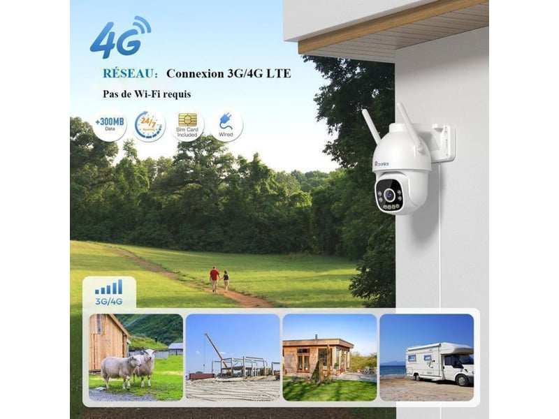 Caméra surveillance extérieure 4g lte 2.5k ptz détection humaine ip66 149519_AAAKD78214_6_DROPFR - Conforama D