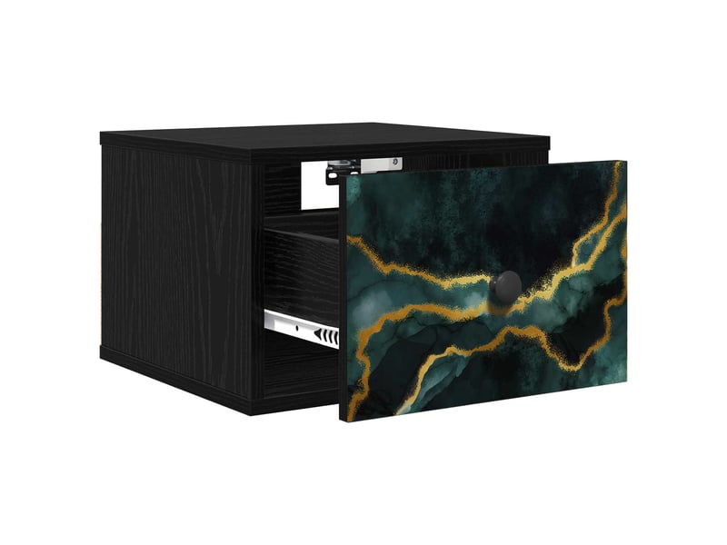  Table de chevet - cabinet de chevet - table de nuit mural wijhe chêne noir 36 x 33 x 25 cm  - Conforama B