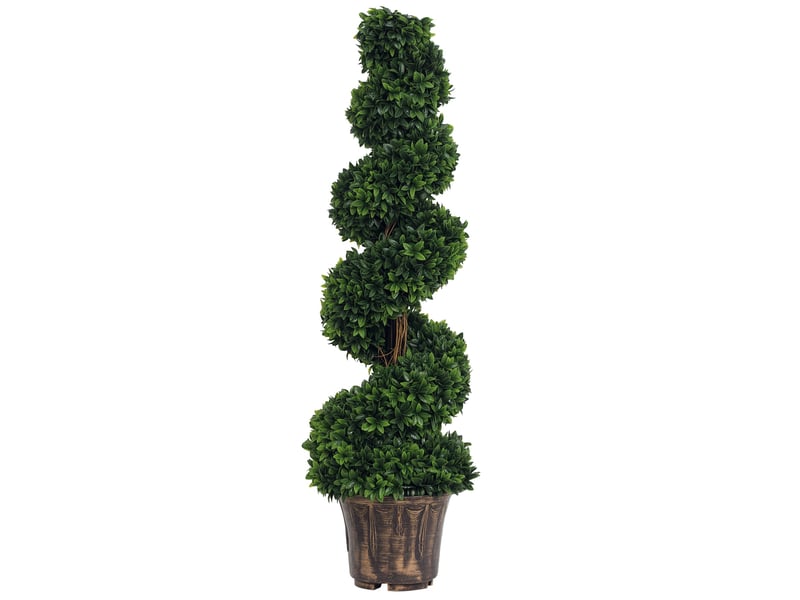  Buis artificiel spiralé 120 cm avec pot inclus, plante intérieure et extérieure, maison, bureau, salon, jardin, vert.  - Conforama A