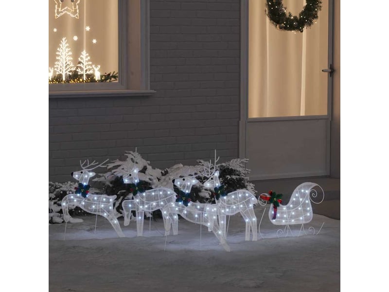 Lot de 5 rennes led, éclairage de noël, décoration de noël blanc 43 x 18 x 66 cm tissu cf62090 - Conforama B