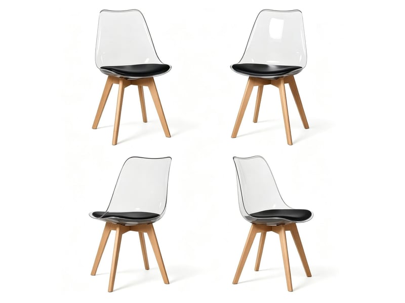  Lot de chaises 4 pièces design moderne chaise repas structure en bois stable conception légère aspect unique assise confortable  - Conforama E
