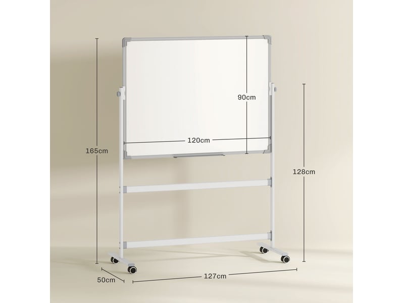  Tableau blanc magnétique mobile double face 120 x 90 cm homvra  - Conforama E