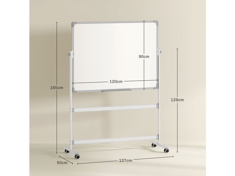  Tableau blanc magnétique mobile double face 120 x 90 cm homvra  - Conforama E