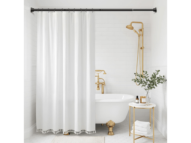  Tringle de garde-robe rétractable, tringle à rideau de douche, tringle à rideau, réglable, sans perforation (noir, 55-85 cm)  - Conforama D