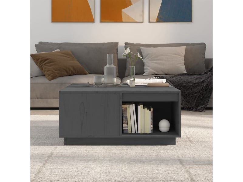  Table basse | table de salon gris 80x81x36,5 cm bois massif de pin  - Conforama C