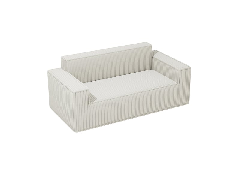  Canapé 2 places 178x86x70 cm blanc cassé en velours côtelé, assise profonde sans pieds pour salon  - Conforama D