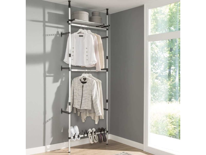  Système de garde-robe télescopique barres et étagère aluminium shl58718  - Conforama E