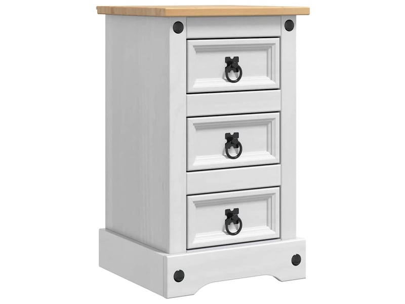  Table de chevet avec tiroir blanc 35 x 32,5 x 58 cm pin massif  - Conforama A